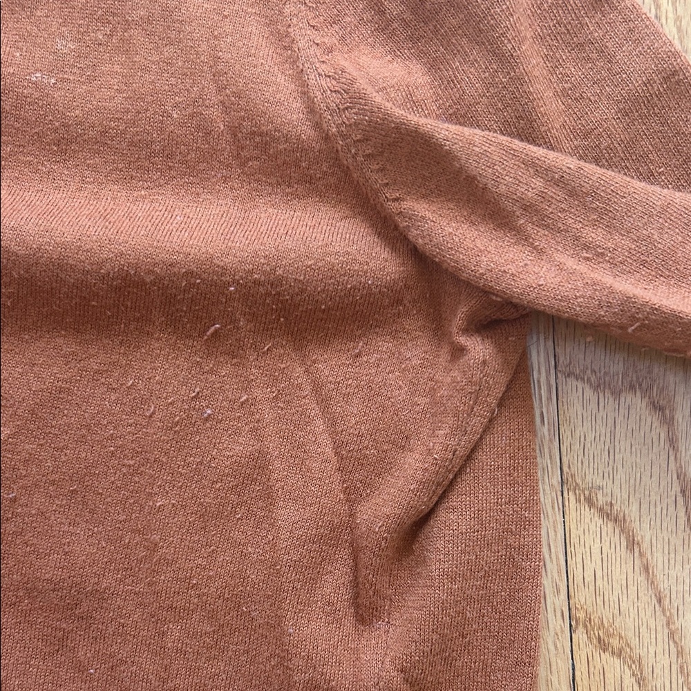 Talbots Rust Cardigan with Ruffled Neckline - Picture 3 of 7